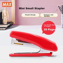 MAX Meikesi HD-10NX Mini Stapler, Student Office Stapler for Binding 2-20 Pages with Staple Remover, Compatible with No.10 Staples, Red