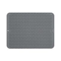 1Pcs Dish Holder Heat Insulation Pad Wave Draining Pad Table Mat New Silicone Drying Mat dark grey 40x30cm