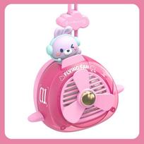 Cartoon Neck Fan With Usb Rechargeable Noleaf Design For Kids Personal Cooling rožinė