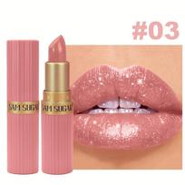 Glitter Shimmer Lipstick, Waterproof Long-Lasting Shine, Non-Stick Formula, Bright Red Tint  Cream Texture, Moisturizing Lip Balm 03