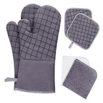 Heat Resistant Microwave Oven Mitts Set NonSlip AntiScald Kitchen Gloves for Safe Cooking and Baking