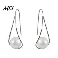 Lovely Appearance Earrings 1 Pair Lightweight Faux Pearl Dangle for Women, High-quality Craftsmanship Teardrop Drop Hoop Earrings, Wedding Jewelry sidabras