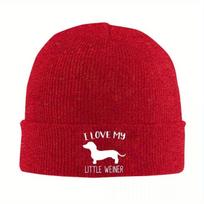 New Custom I Love My Little Weiner Bonnet Hat Fashion Knitting Hat Unisex Unisex Adult Dachshund Dog Warm Winter Skullies Beanies C
