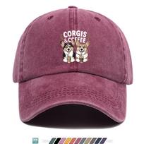 pc Petting Corgi And Drinking Coffee Pattern Design Printed Baseball Cap Trucker Hat Comfortable Breathable Fashionable Goo 1pc