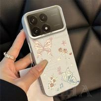 Premium Full Coverage Silicone Phone Case Redmi K80 Pro K70 Series Rose Butterfly Design Anti-Drop Protection Redmi K80