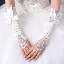 Stretchy Fit Wedding Bridal Gloves Lace Embroidery Bridal Arm Sleeves  Wedding Accessories balta