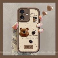 Premium Silicone Phone Case IPhone 16 Pro 15 Plus 14 With 3D Bear Design Lanyard Strap Anti-Slip Full Coverage iPhone 16
