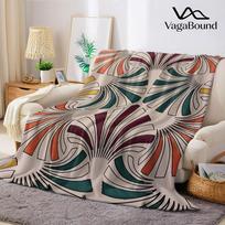 Art Deco Fan Motif Flannel Blanket Warm Soft Halloween Christmas Couch Warm Cozy Decorative Decor Gift for All Season Size: 75*100cm, Weight: 230 GSM