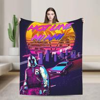 Hotline Miami Game Blankets Travel Flannel Throw Blanket For Couch Bed Super Soft Custom DIY Quality Bedspread Gift Size: 75*100cm, Weight: 230 GSM