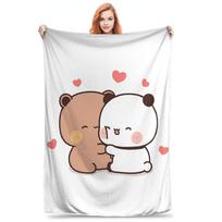 Bubu Dudu Going To Sleep Panda and Bear Blanket Super Soft Fleece Sofa Throw Blanket for Bedroom Outdoor Throws Bedspread Quilt Size: 75*100cm, Weight: 230 GSM