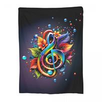 Colorful Musical Note Music Score Blankets Flannel Throw Blanket Throw Blankets for Couch Bedding Office Throws Bedspread Quilt Size: 75*100cm, Weight: 230 GSM