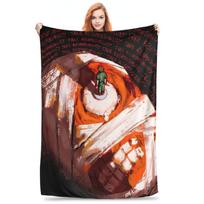 Flannel Throw Blanket Horror Game Mouthwashing Warm Plush Blankets Soft Bedspread for Bed Living room Home Travel Couch Size: 75*100cm, Weight: 230 GSM