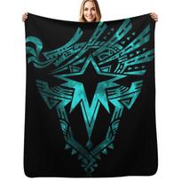 Monster Hunter World: Iceborne - Logo (Galaxy Design) Black Background Throw Blanket Color Fast Cozy Throw Blanket Size: 75*100cm, Weight: 230 GSM