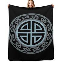 Celtic Shield Knot, Protection, Four corners knot, Norse, Viking, Throw Blanket Spring Fall Cozy Throw Blanket for Couch Size: 75*100cm, Weight: 230 GSM