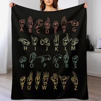 ASL American Sign language Throw Blanket Luxurious Soft Blanket Holiday Gift for Family Size: 75*100cm, Weight: 230 GSM