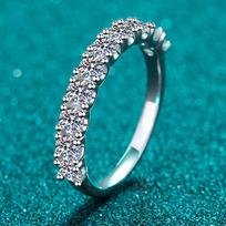 3 mm 100 % moissanite sužadėtuvių žiedai moterims, 10 vnt brangakmenių pusiau enternity imituota deimantinė vestuvių juosta S925 sidabrinė 9 gray