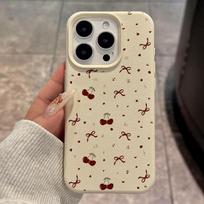 Vyšnių dėklas telefonui iPhone 11 dėklas iPhone 13 15 14 12 16 Pro Max 14 15 16 Plus Atsparus smūgiams Minkštos odos Mielas širdelės lankelio dangtelis For iPhone 14 Plus