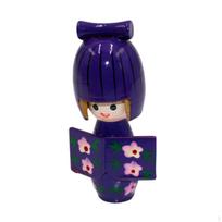 Wooden Kimono Doll Asian Geisha Ornament Sculpture Traditional Japanese Collectible for violetinė