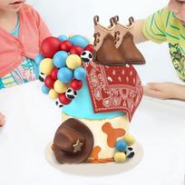 31 Pieces Cowboy Cake Toppers Decorations Figures Scene Cupcake Cow Hat and Boot for raudona