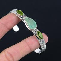 Halloween Deal Sterling Silver Aquateen Gemstone Peridot Wedding Bangle Jewelry Adjustable