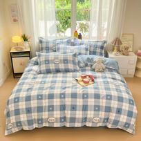 Grynos medvilnės keturių dalių komplektas - Storas antklodės užvalkalas ir trijų dalių patalynės komplektas one pillowcase 48*74cm