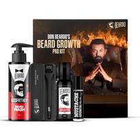 Beardo Don's Beard Growth Pro rinkinys Pilnas barzdos priežiūros rinkinys vyrams su aliejumi, prausikliu, aktyvatoriumi, voleliu Rinkinys dovanai