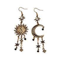Bohemian Sun Moon Star Drop Earrings Long Tassels Accent Retro Jewelry Accessories For Women And Teens