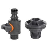 2pcs PVC/IBC Water Barrel Adapter,Water Tank Adapter with Valve Quick Installation Rainwater Collection Connector Kit External Thread Connector 2 Pcs