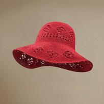 USPOP Women’s Handwoven Paper Straw Bucket Hat Openwork Floral Pattern Foldable Sun Hat with Shapeable Brim M 54-58cm raudona