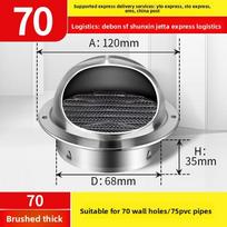 Stainless Steel Wall Vent Cover With Rainproof Shield For Kitchen And Bathroom Ventilation Suitable Aperture 70 mm