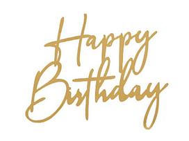 Topper Akrylowy Na Bok Tortu Happy Birthday Złoty Wz3