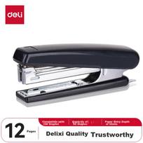 Deli 12-Page Classic Durable Stapler, Self-Stapling at The Bottom (Compatible with No.10 Staples), Black 0221