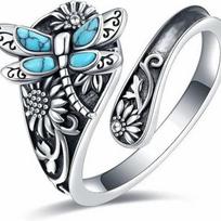 New Accessory - Retro and Unique Greenstone Dragonfly Sunflower Lady's Twisted Ring Main product image