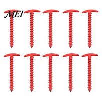Heavy Duty Tent Stakes 10Pcs Plastic Screw-in Stake, T-shaped Canopy Peg, Durable Pegs Windproof Spiral Ground Stake for Outdoor Camping Hiking Garden raudona