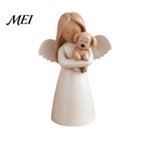 Sympathy Gifts for Loss of Pet Angel Holding Puppy Figurine, Cute Dog Resin Statue Home Small Tabletop Sculptures Shelf Desk Decor, Handcrafted A