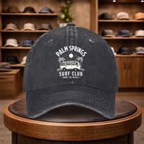A Palm Springs Surfing Club Printed Baseball Cap a Casual Duckbill Hat Stylish And Adjustable for Outdoor Use Suitable for Tr 1pc