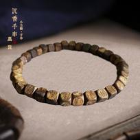 Natural agarwood bracelet, natural Hainan Yingge Green Chess Nan Wenwan bracelet, single circle agarwood bracelet with bucket beads.