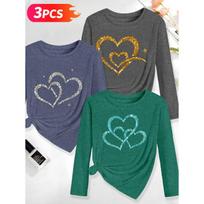 Lele Orientation Three-piece women's long-sleeve set Heart-shaped starlight simple romantic vintage print Spring, Summer, Autumn Casual Elegant S