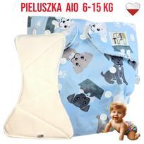Pieluszka wielorazowa aio kieszonka bambus pieski niebieskie  nappime