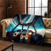Aircraft Control Cockpit Cabin Spacecraft Moto Flannel Blanket Soft Throw Blanket for Bedroom Living Room Bed Travel Camping Size: 75*100cm, Weight: 230 GSM