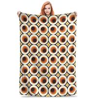 1970s Orange Mid-Century Modern Circle 1 Blankets Soft Warm Flannel Throw Blanket Bedding for Bed Living room Picnic Travel Home Size: 75*100cm, Weight: 230 GSM