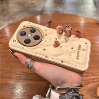 Silicone Full Cover Phone Case OPPO Find X8 Pro With Lanyard Happy Brown Polka Dot Cartoon Style Shockproof OPPO Find X8