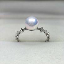 Fairy Style Freshwater Pearl Ring: S925 Sterling Silver with 7-8mm Pearls 7-8mm (Near-Flawless Aurora)