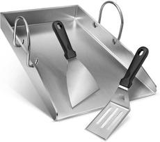 Grilio plokštė su 2 mentelių rinkiniu, 40x30 cm, nerūdijantis plienas