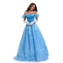 Naujas žaidimo kostiumas Cosplay Pelenės kostiumas Mėlynas princesės kostiumas Helovino karalienės kostiumas XXL mėlyna