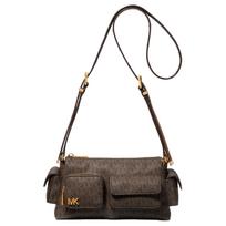 Michael Kors Dakota Logo Adjustable Shoulder Strap Faux Leather Crossbody Bag Small Women crossbody bag Dark-Brown 32S5AM3C5B-BRN Shopping Bag Set(Basic Set+Shopping Bag)