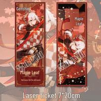 Genshin Impact Kazuha Badge & Keychain Set: Fan-made Anime Merchandise with Laser Ticket, Postcard, Bookmark, and Gift Items Kaedehara Kazuha