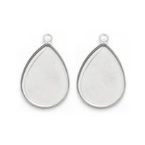 10pcs 18x25mm Stainless Steel Cabochon Cameo Base Pendant Settings Water Droplet Blank Tray For DIY Earring Bracelet Accessories