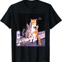 Cigarette Kitten Funny Smoking Cat Meme Stupid Brainrot T-Shirt(13) S juoda