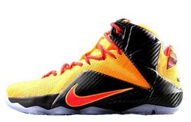 Nike Lebron 12 Basketball Shoes Men's Mid Top Black/Yellow 707781-830 44